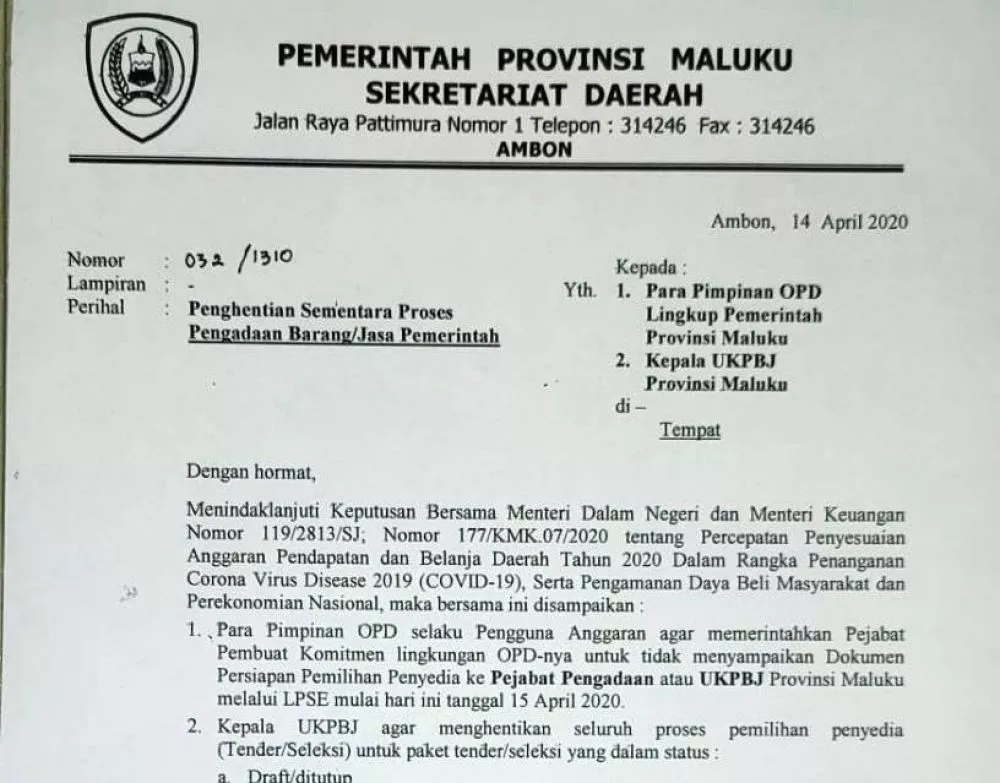 Paket Proyek di Pemprov Maluku Diduga Dilelang Diam-Diam