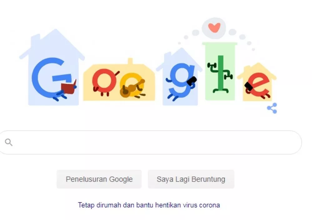 Google Doodle Serukan Tetap di Rumah dan Hentikan Virus Corona