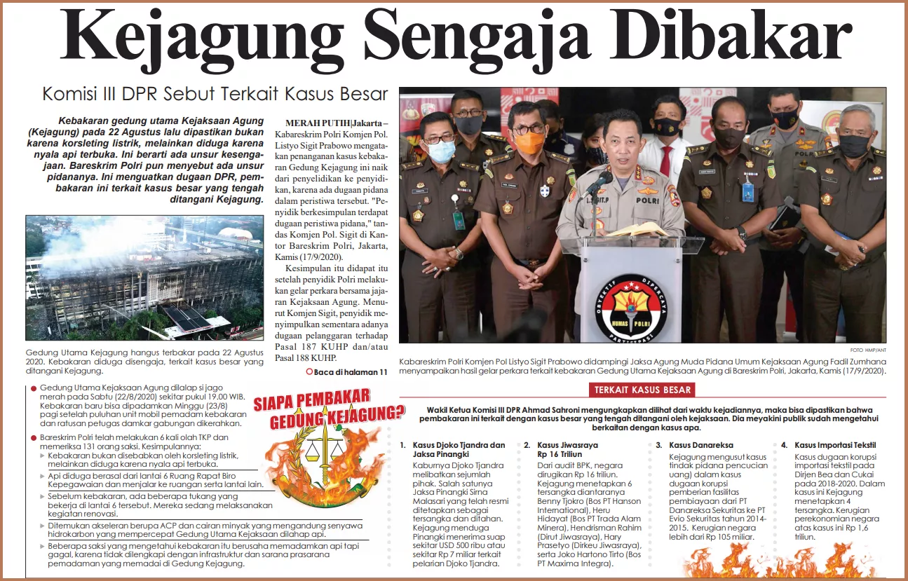 Gedung Kejagung Sengaja Dibakar, Siapa Pelaku Utamanya?