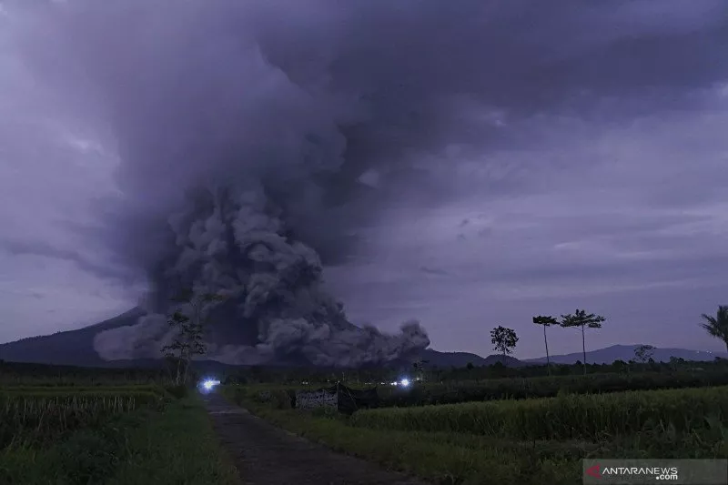 Hindari Lava Pijar, Warga Lereng Gunung Semeru Mengungsi