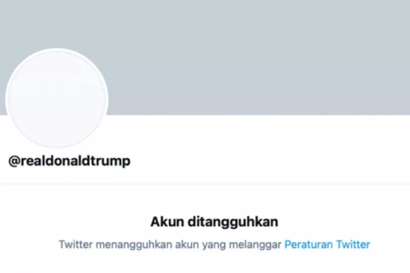 Akun Twitter Presiden AS Donald Trump Ditangguhkan secara permanen.