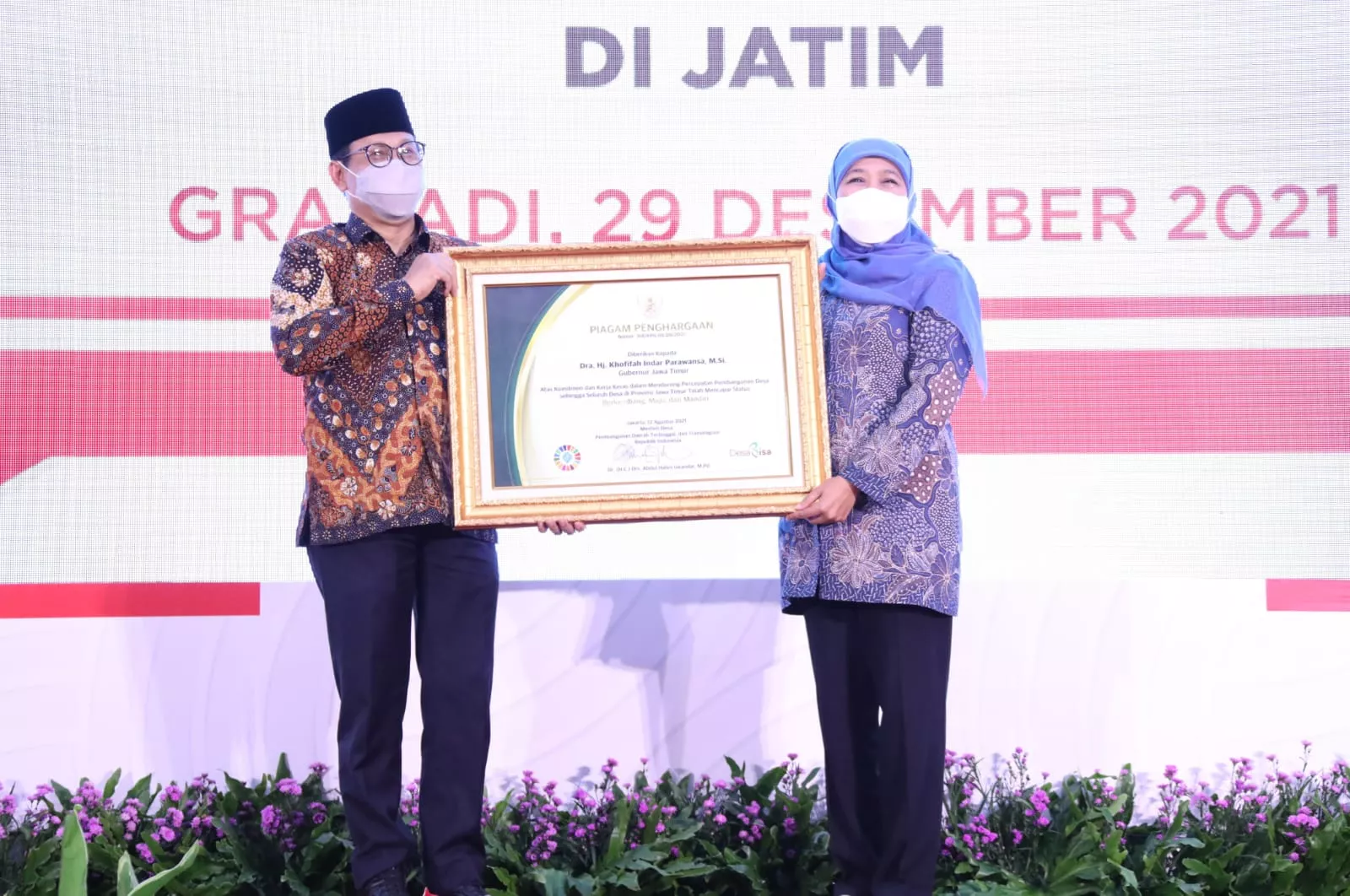 Pemprov Jatim Sabet Penghargaan Percepatan Pembangunan Desa 2021