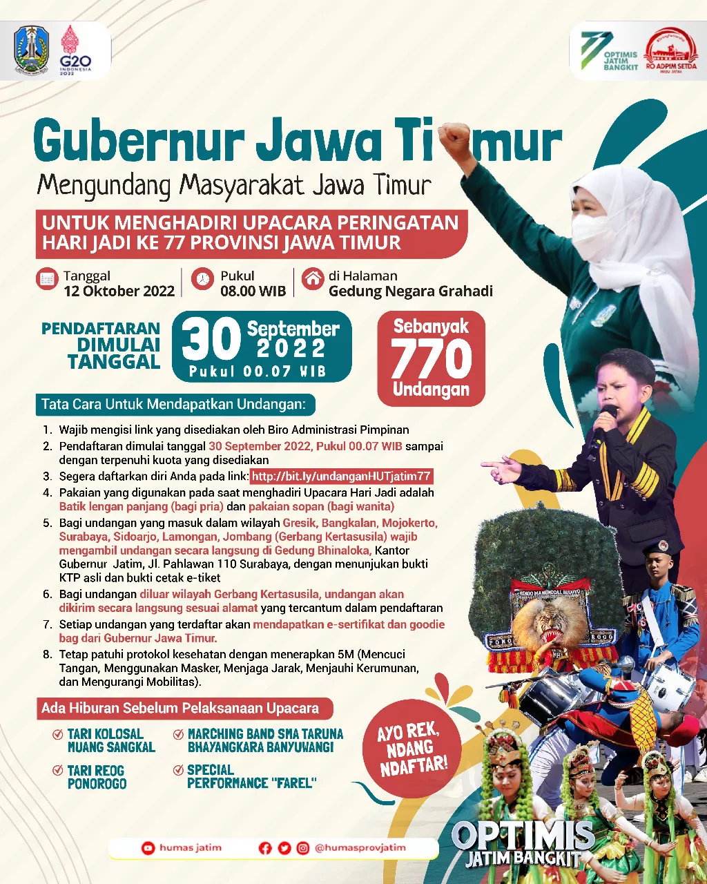 Gubernur Khofifah: Sampai Jumpa di Hari Jadi Ke 77 Jatim
