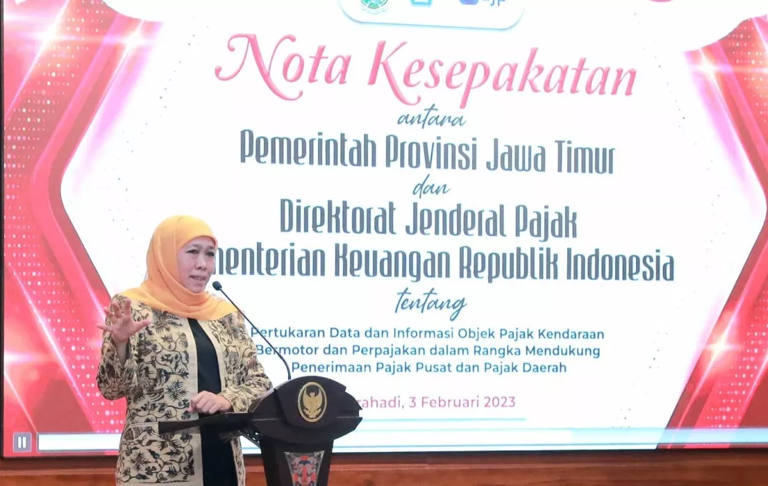 Gubernur Khofifah: Bentuk Optimalisasi Pertukaran dan Pemanfaatan Data Informasi Perpajakan Pusat da