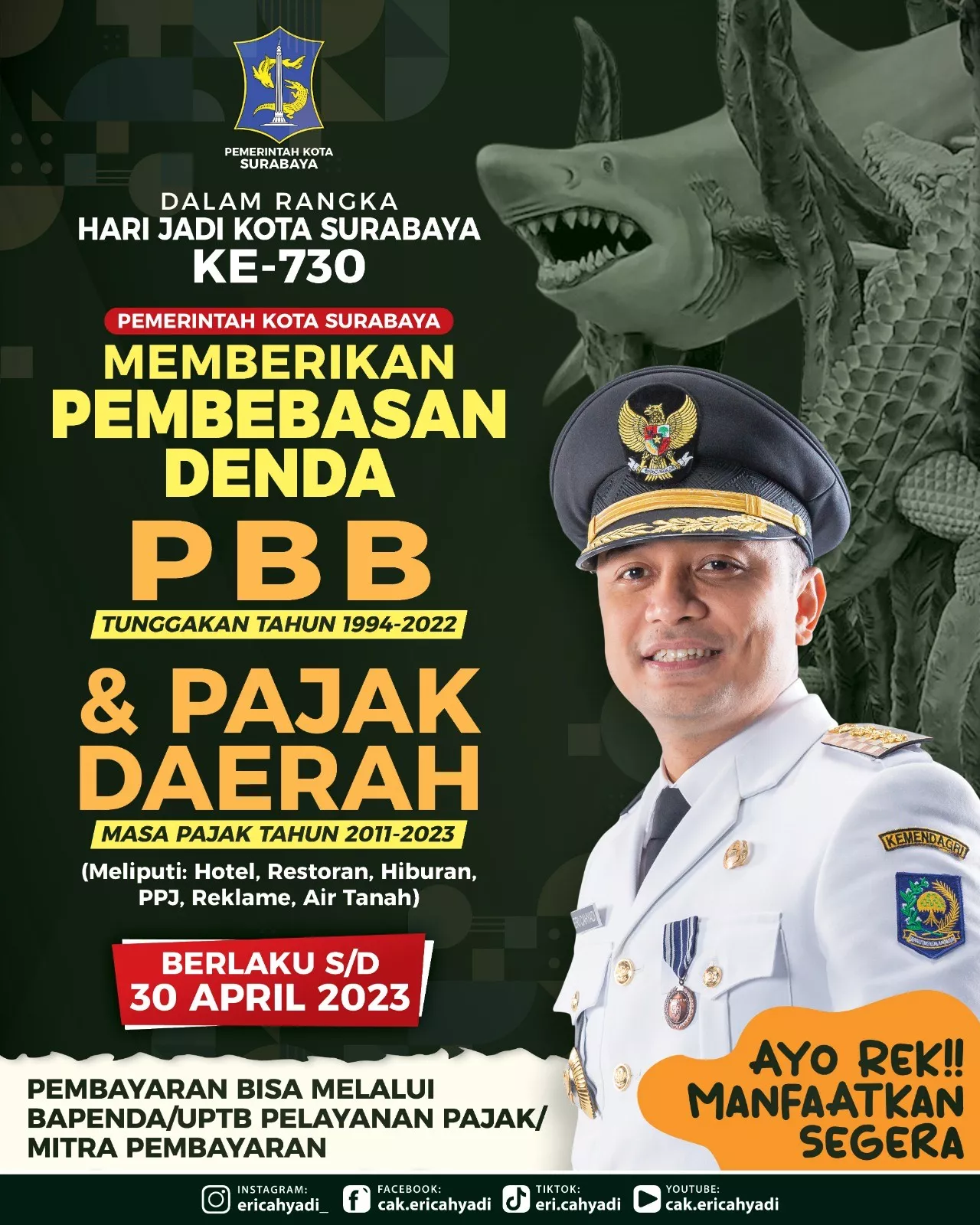 Menjelang HJKS ke-730, Pemkot Surabaya Bebaskan Sanksi Denda PBB dan Pajak Daerah