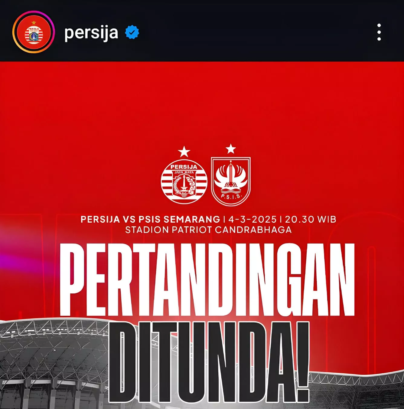 Banjir Rendam Stadion, Laga Persija vs PSIS Resmi Ditunda