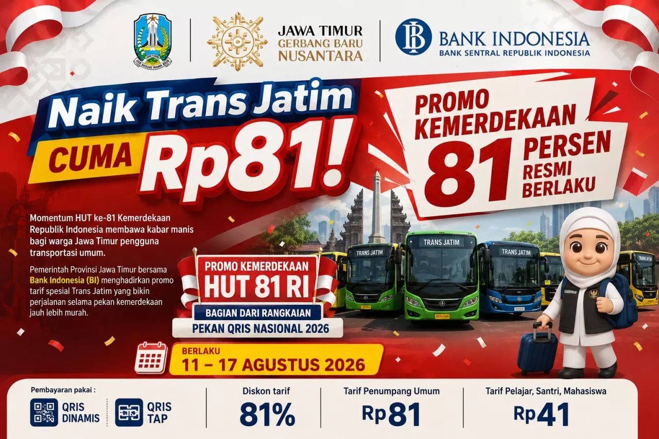 Naik Trans Jatim Cuma Rp81! Promo HUT ke-81 RI Berlaku Mulai Hari Ini